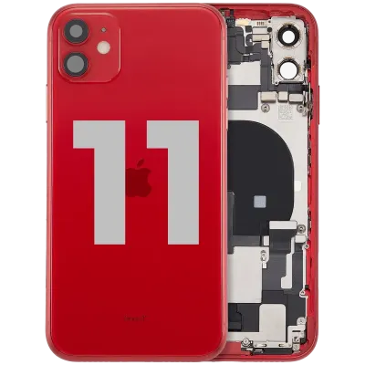 Back Housing W/ Charging Port Flex & Small Parts For iPhone 11 (Used OEM Pull: Grade B) (Red)