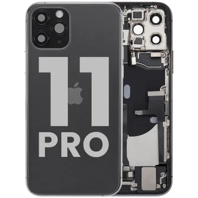 Back Housing W/ Charging Port Flex & Small Parts For iPhone 11 Pro (Used OEM Pull: Grade A) (Space Gray)