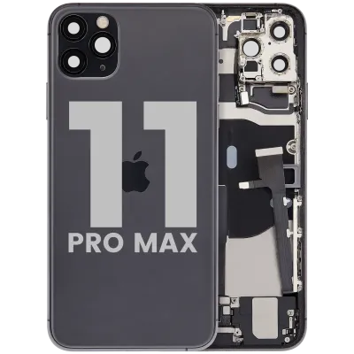 Back Housing W/ Charging Port Flex & Small Parts For iPhone 11 Pro Max (Used OEM Pull: Grade B) (Space Gray)