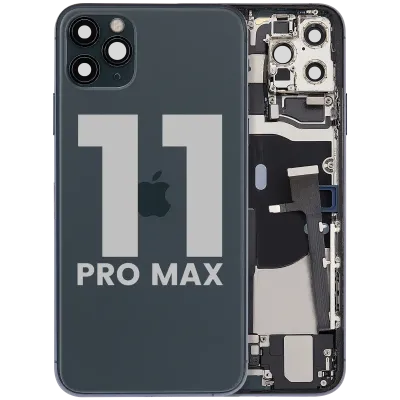 Back Housing W/ Charging Port Flex & Small Parts For iPhone 11 Pro Max (Used OEM Pull: Grade C) (Midnight Green)