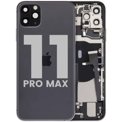 Back Housing W/ Charging Port Flex & Small Parts For iPhone 11 Pro Max (Used OEM Pull: Grade C) (Space Gray)