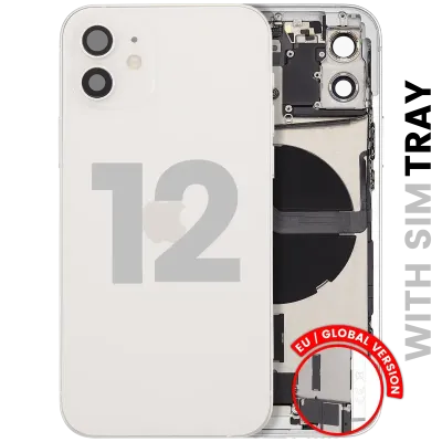 Back Housing W/ Charging Port Flex & Small Parts For iPhone 12 (EU / Global Version) (Used OEM Pull: Grade A) (White)