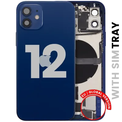 Back Housing W/ Charging Port Flex & Small Parts For iPhone 12 (EU / Global Version) (Used OEM Pull: Grade B) (Blue)