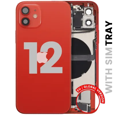 Back Housing W/ Charging Port Flex & Small Parts For iPhone 12 (EU / Global Version) (Used OEM Pull: Grade B) (Red)