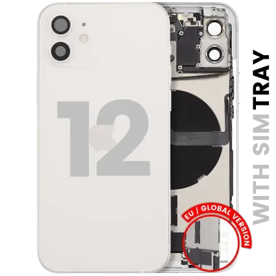 Back Housing W/ Charging Port Flex & Small Parts For iPhone 12 (EU / Global Version) (Used OEM Pull: Grade B) (White)