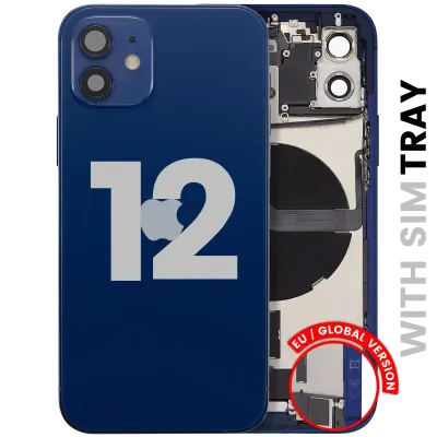 Back Housing W/ Charging Port Flex & Small Parts For iPhone 12 (EU / Global Version) (Used OEM Pull: Grade C) (Blue)