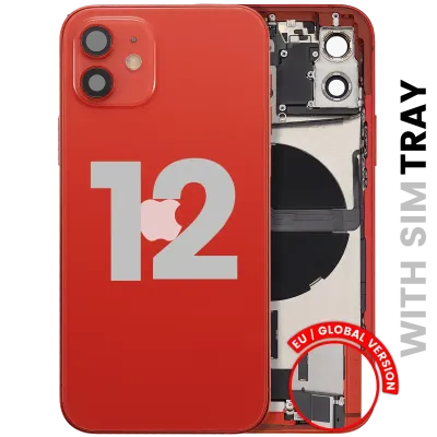 Back Housing W/ Charging Port Flex & Small Parts For iPhone 12 (EU / Global Version) (Used OEM Pull: Grade C) (Red)
