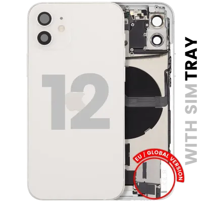 Back Housing W/ Charging Port Flex & Small Parts For iPhone 12 (EU / Global Version) (Used OEM Pull: Grade C) (White)