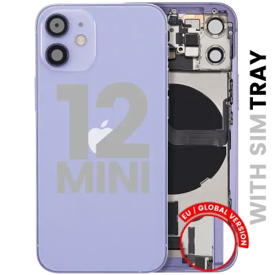 Back Housing W/ Charging Port Flex & Small Parts For iPhone 12 Mini (EU / Global Version) (Used OEM Pull: Grade A) (Purple)