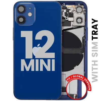 Back Housing W/ Charging Port Flex & Small Parts For iPhone 12 Mini (EU / Global Version) (Used OEM Pull: Grade B) (Blue)