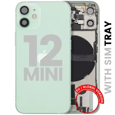 Back Housing W/ Charging Port Flex & Small Parts For iPhone 12 Mini (EU / Global Version) (Used OEM Pull: Grade B) (Green)