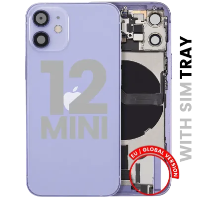 Back Housing W/ Charging Port Flex & Small Parts For iPhone 12 Mini (EU / Global Version) (Used OEM Pull: Grade B) (Purple)