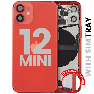 Back Housing W/ Charging Port Flex & Small Parts For iPhone 12 Mini (EU / Global Version) (Used OEM Pull: Grade B) (Red)