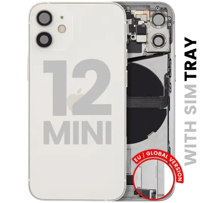 Back Housing W/ Charging Port Flex & Small Parts For iPhone 12 Mini (EU / Global Version) (Used OEM Pull: Grade B) (White)