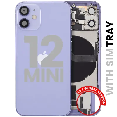 Back Housing W/ Charging Port Flex & Small Parts For iPhone 12 Mini (EU / Global Version) (Used OEM Pull: Grade C) (Purple)