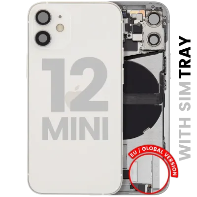 Back Housing W/ Charging Port Flex & Small Parts For iPhone 12 Mini (EU / Global Version) (Used OEM Pull: Grade C) (White)