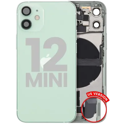 Back Housing W/ Charging Port Flex & Small Parts For iPhone 12 Mini (US Version) (Used OEM Pull: Grade A) (Green)