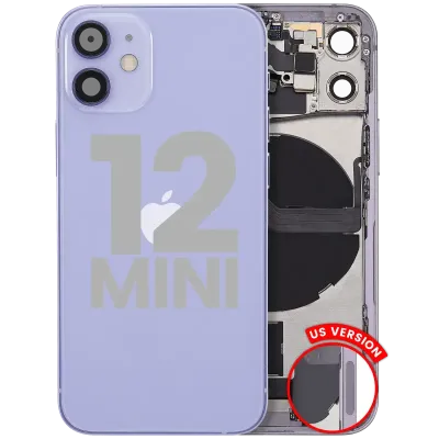 Back Housing W/ Charging Port Flex & Small Parts For iPhone 12 Mini (US Version) (Used OEM Pull: Grade A) (Purple)