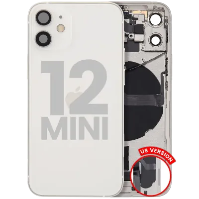 Back Housing W/ Charging Port Flex & Small Parts For iPhone 12 Mini (US Version) (Used OEM Pull: Grade A) (White)