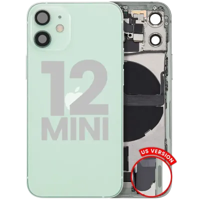 Back Housing W/ Charging Port Flex & Small Parts For iPhone 12 Mini (US Version) (Used OEM Pull: Grade B) (Green)