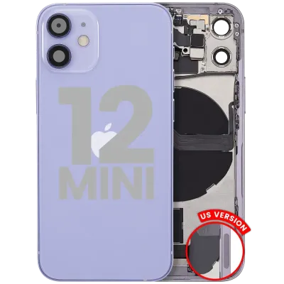 Back Housing W/ Charging Port Flex & Small Parts For iPhone 12 Mini (US Version) (Used OEM Pull: Grade B) (Purple)