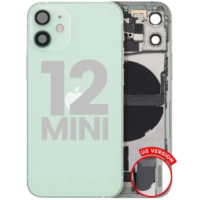 Back Housing W/ Charging Port Flex & Small Parts For iPhone 12 Mini (US Version) (Used OEM Pull: Grade C) (Green)