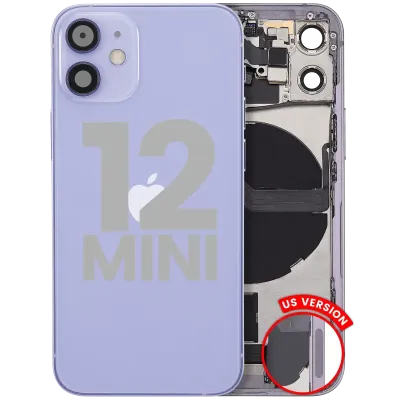 Back Housing W/ Charging Port Flex & Small Parts For iPhone 12 Mini (US Version) (Used OEM Pull: Grade C) (Purple)