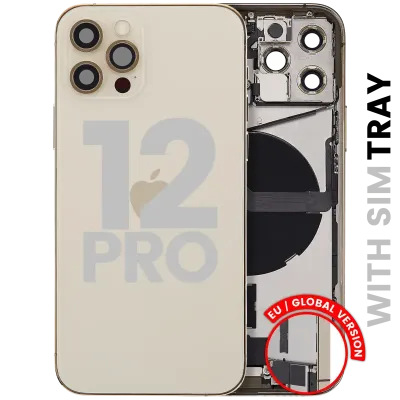 Back Housing W/ Charging Port Flex & Small Parts For iPhone 12 Pro (EU / Global Version) (Used OEM Pull: Grade A) (Gold)