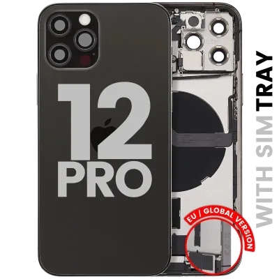 Back Housing W/ Charging Port Flex & Small Parts For iPhone 12 Pro (EU / Global Version) (Used OEM Pull: Grade B) (Graphite)
