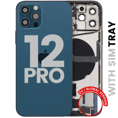 Back Housing W/ Charging Port Flex & Small Parts For iPhone 12 Pro (EU / Global Version) (Used OEM Pull: Grade C) (Pacific Blue)