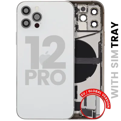 Back Housing W/ Charging Port Flex & Small Parts For iPhone 12 Pro (EU / Global Version) (Used OEM Pull: Grade C) (Silver)