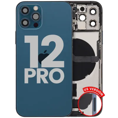 Back Housing W/ Charging Port Flex & Small Parts For iPhone 12 Pro (US Version) (Used OEM Pull: Grade A) (Pacific Blue)