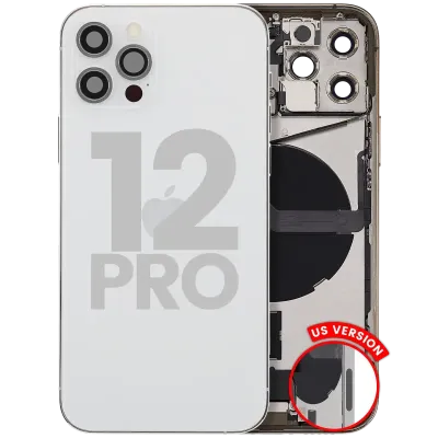 Back Housing W/ Charging Port Flex & Small Parts For iPhone 12 Pro (US Version) (Used OEM Pull: Grade A) (Silver)