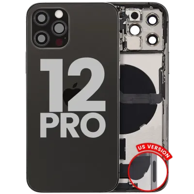 Back Housing W/ Charging Port Flex & Small Parts For iPhone 12 Pro (US Version) (Used OEM Pull: Grade B) (Graphite)