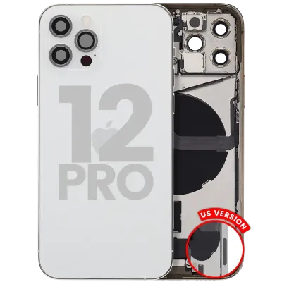 Back Housing W/ Charging Port Flex & Small Parts For iPhone 12 Pro (US Version) (Used OEM Pull: Grade B) (Silver)