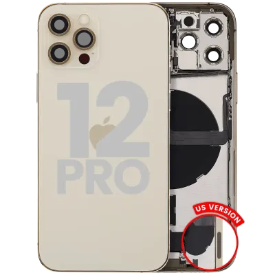 Back Housing W/ Charging Port Flex & Small Parts For iPhone 12 Pro (US Version) (Used OEM Pull: Grade C) (Gold)