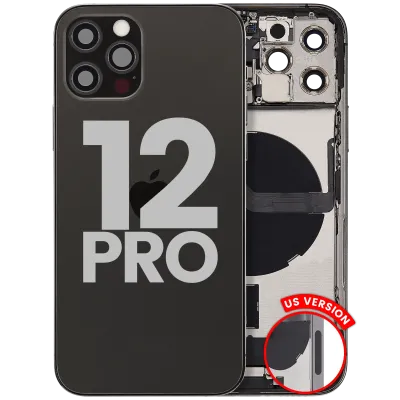 Back Housing W/ Charging Port Flex & Small Parts For iPhone 12 Pro (US Version) (Used OEM Pull: Grade C) (Graphite)