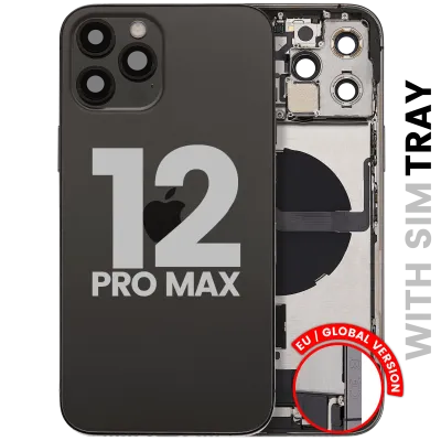 Корпус зі шлейфом зарядки й дрібними деталями для iPhone 12 Pro Max (EU / Global Version) (Used OEM Pull: Grade C) (графітовий)