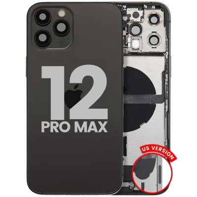 Back Housing W/ Charging Port Flex & Small Parts For iPhone 12 Pro Max (US Version) (Used OEM Pull: Grade A) (Graphite)