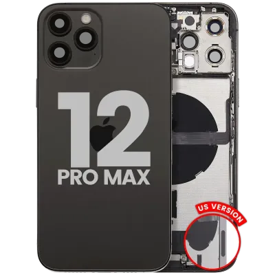 Back Housing W/ Charging Port Flex & Small Parts For iPhone 12 Pro Max (US Version) (Used OEM Pull: Grade B) (Graphite)