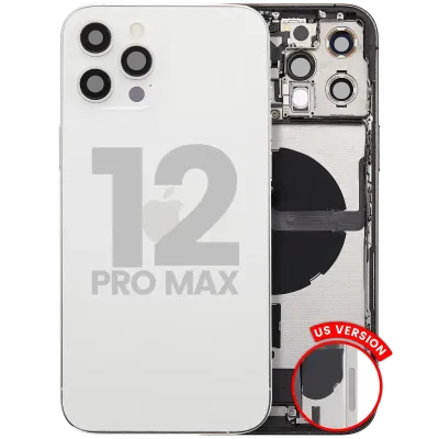 Back Housing W/ Charging Port Flex & Small Parts For iPhone 12 Pro Max (US Version) (Used OEM Pull: Grade B) (Silver)
