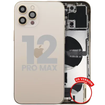 Back Housing W/ Charging Port Flex & Small Parts For iPhone 12 Pro Max (US Version) (Used OEM Pull: Grade C) (Gold)