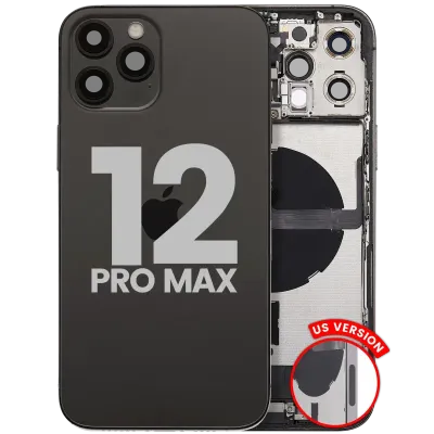 Back Housing W/ Charging Port Flex & Small Parts For iPhone 12 Pro Max (US Version) (Used OEM Pull: Grade C) (Graphite)