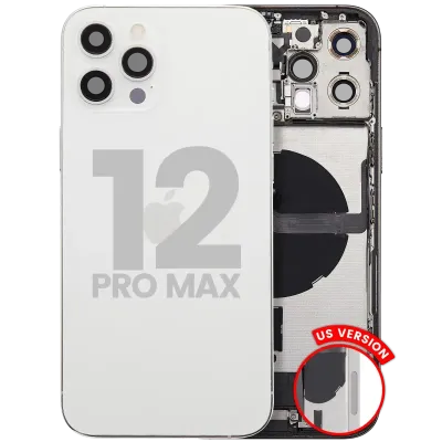 Back Housing W/ Charging Port Flex & Small Parts For iPhone 12 Pro Max (US Version) (Used OEM Pull: Grade C) (Silver)