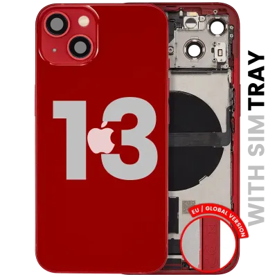 Back Housing W/ Charging Port Flex & Small Parts For iPhone 13 (EU / Global Version) (Used OEM Pull: Grade B) (Red)