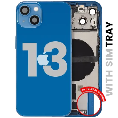 Back Housing W/ Charging Port Flex & Small Parts For iPhone 13 (EU / Global Version) (Used OEM Pull: Grade C) (Blue)
