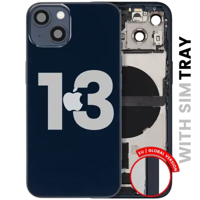Back Housing W/ Charging Port Flex & Small Parts For iPhone 13 (EU / Global Version) (Used OEM Pull: Grade C) (Midnight)