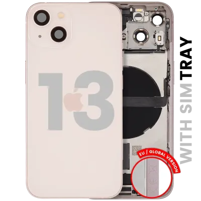 Back Housing W/ Charging Port Flex & Small Parts For iPhone 13 (EU / Global Version) (Used OEM Pull: Grade C) (Pink)