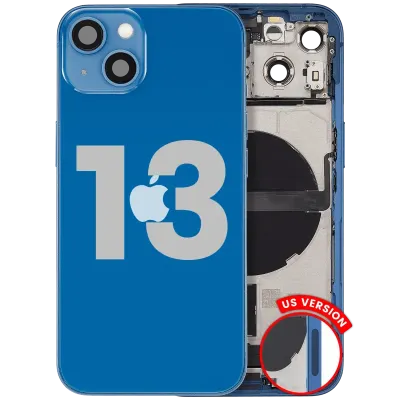 Back Housing W/ Charging Port Flex & Small Parts For iPhone 13 (US Version) (Used OEM Pull: Grade A) (Blue)