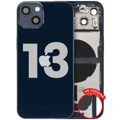 Back Housing W/ Charging Port Flex & Small Parts For iPhone 13 (US Version) (Used OEM Pull: Grade C) (Midnight)